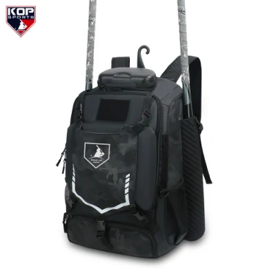 Черный рюкзак - сумка для бейсбольной биты с камуфляжным принтом