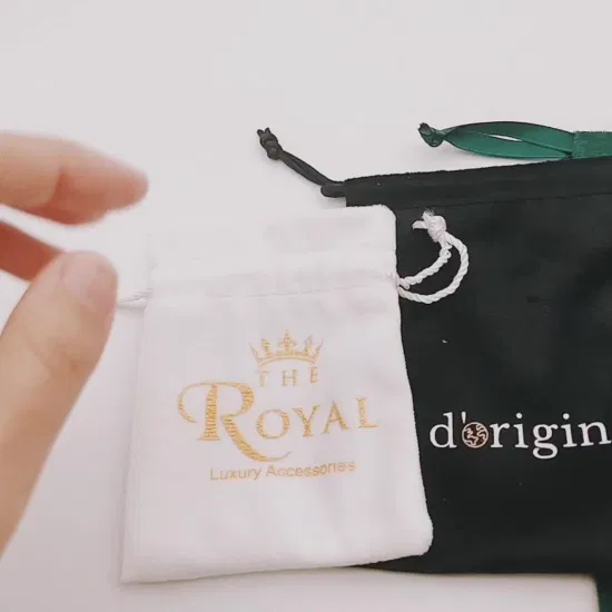 Пользовательский логотип Drawstring Мини-бархатные сумки Ювелирный подарок Бархатная ручная тканевая сумка